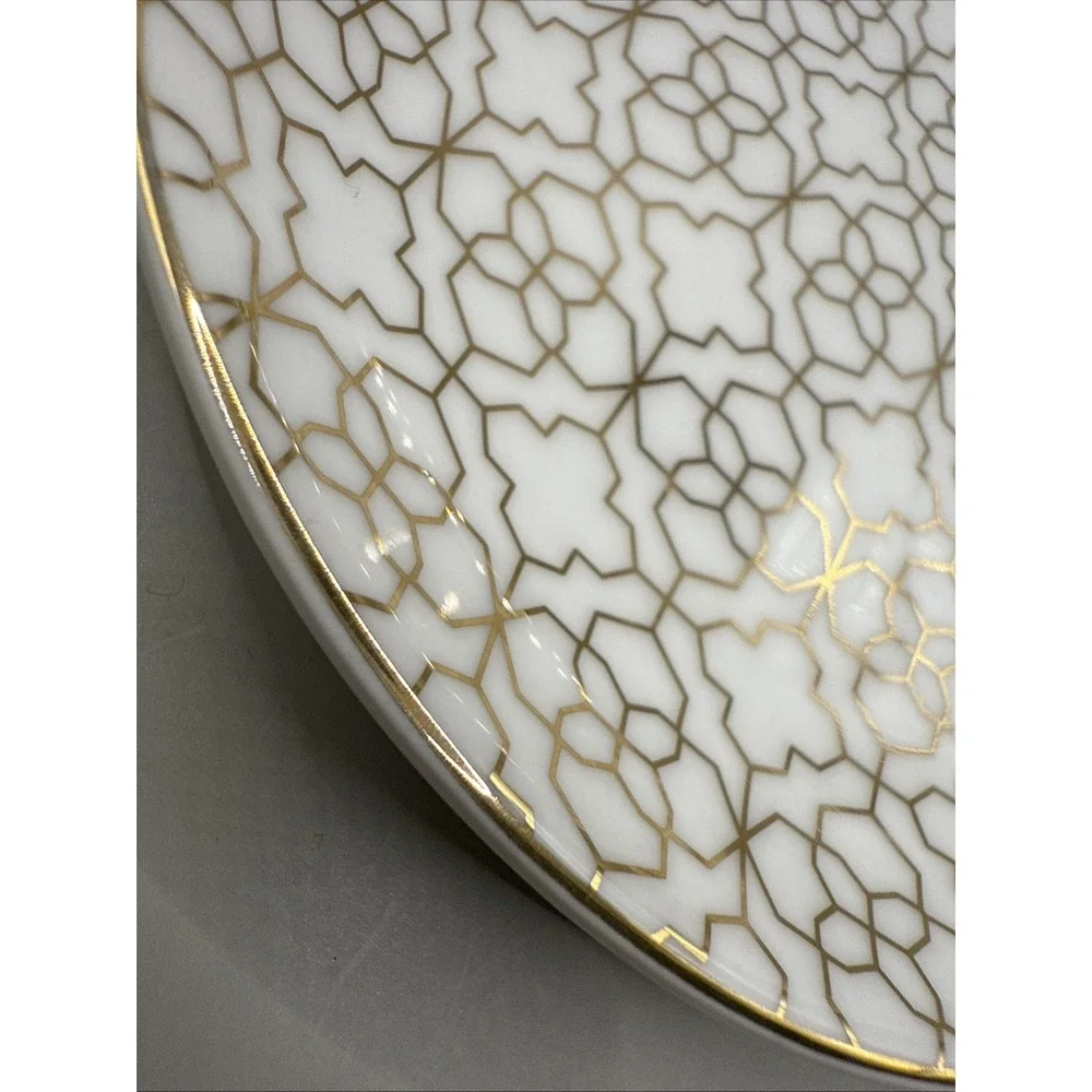 Kendra Scott Gold Filigree Ceramic Ring‎ Holder Jewelry Trinket Dish 4.5
